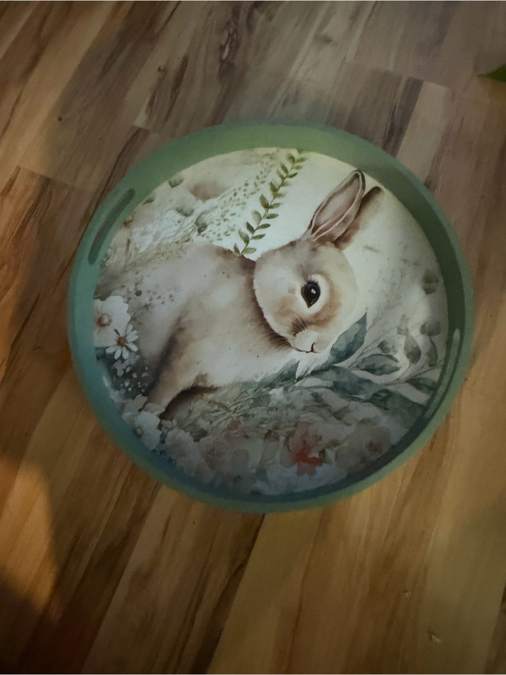Round Bunny Serving Tray in Sage Green